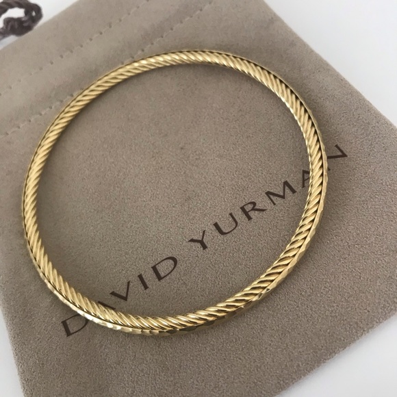 David Yurman 18k Gold Hammered Cable Bracelet - Picture 2 of 8